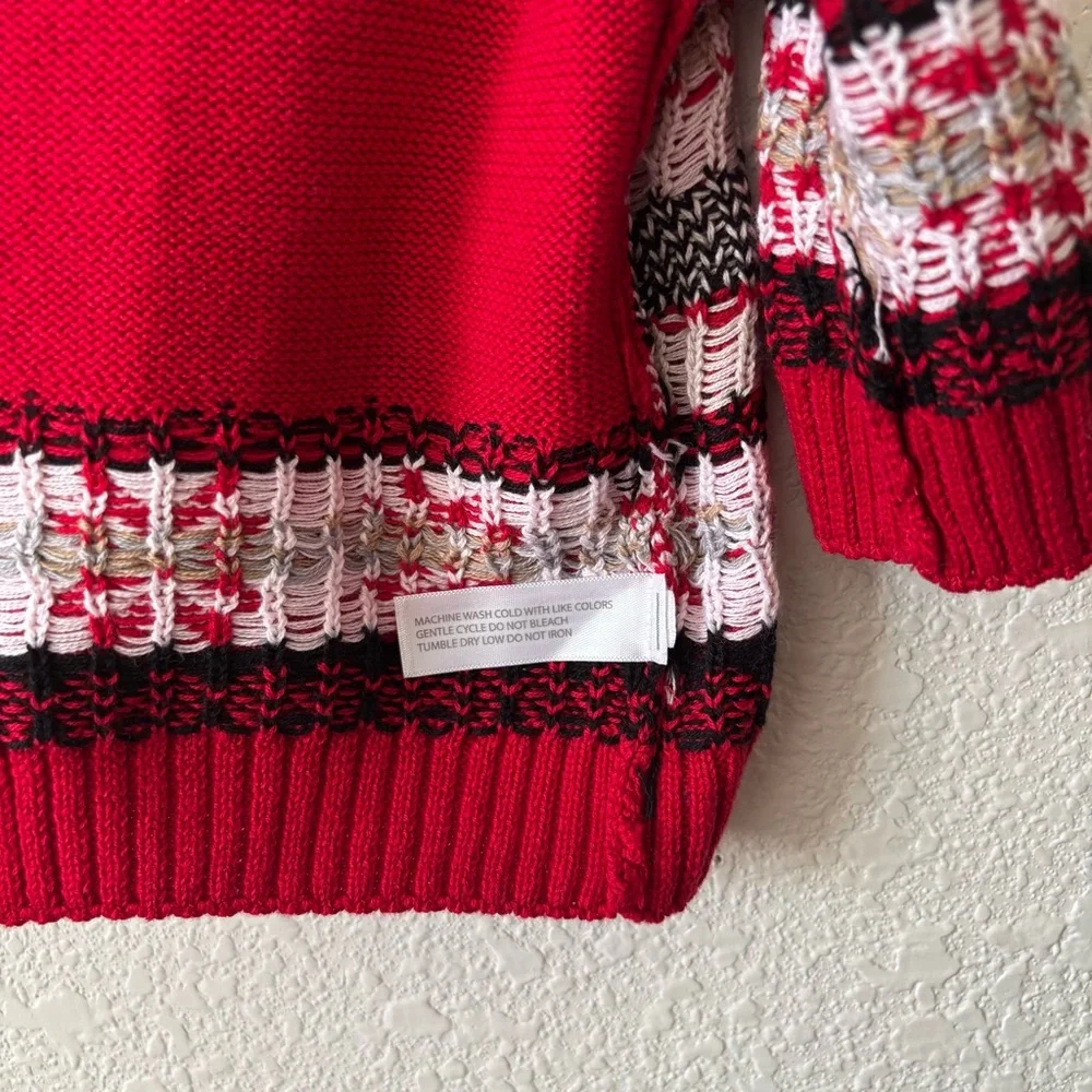 Koala Baby Red Christmas Holiday Reindeer Fair Isle Knit Sweater Size 3 Months